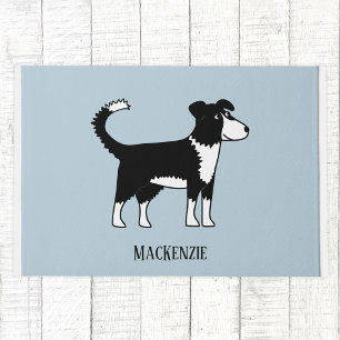Paillasson Mignonne Bordure Collie Sheepdog Bleu
