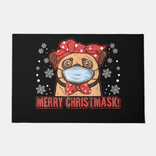 Paillasson Mignonne Carlin Masque Visage Chien Joyeux Noël