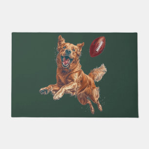 Paillasson Mignonne Golden Retriever Chien Jouant Au Football