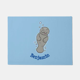 Paillasson Mignonne manatée bébé avec bulles illustration