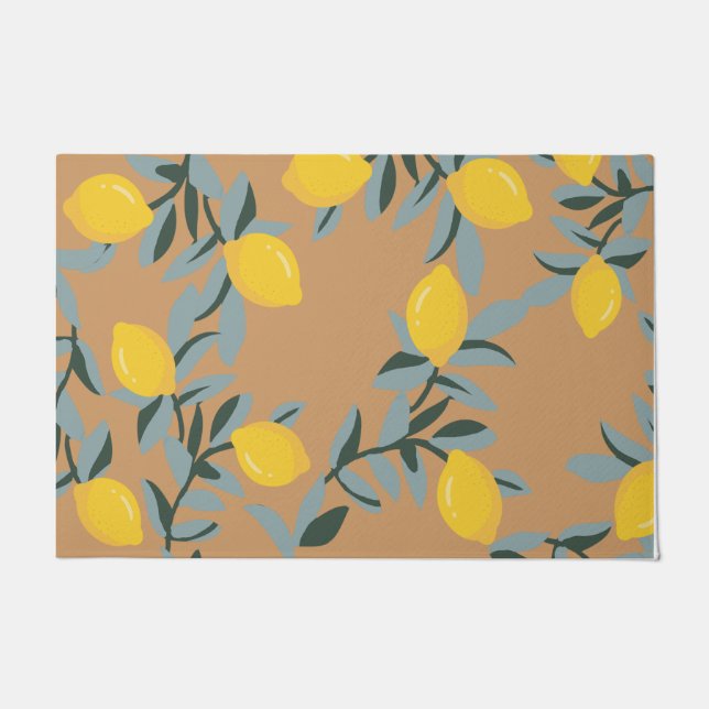 Paillasson Mignonne mat de porte d'été citron, Décor de fruit (Devant)