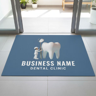 Paillasson Mini dentiste et bureau dentaire bleu dent brillan