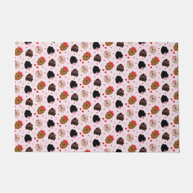 Paillasson Mini Goldendoodle Chiens Valentines Day (Devant)