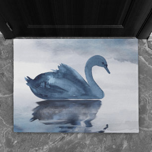 Paillasson Misty Reflections   Moody Dusty Blue Swan sur le l