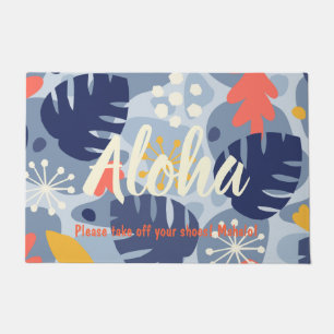 Paillasson Mod Feuille Monstera Abstrait Hawaiien Tropical -B
