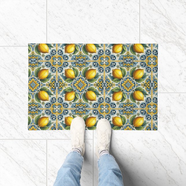Paillasson Modèle de carreaux méditerranéens au citron capri  (Intérieur)