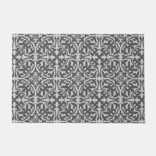 Paillasson Modèle Ikat Damask, gris clair et gris moyen