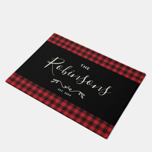 Paillasson Modèle Russe Moderne Rouge Buffalo Plaid Family Sc