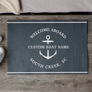 Paillasson Modern Custom Boat Name Welcome Aboard Anchor
