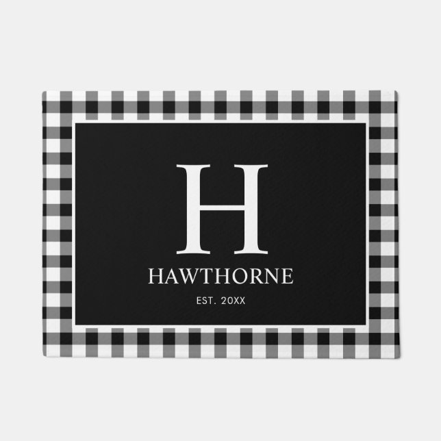 Paillasson Moderne Classique Monogramme Gingham Carreaux (Devant)