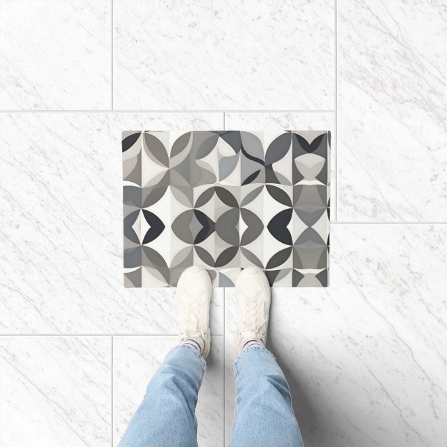 Paillasson Moderne Élégant Gris Floral (Intérieur)