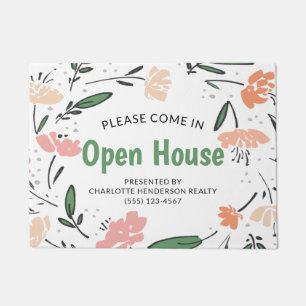 Paillasson Moderne Floral Aquarelle Immobilier Open House