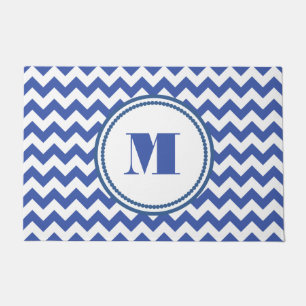 Paillasson Moderne Monogram Blue Chevron