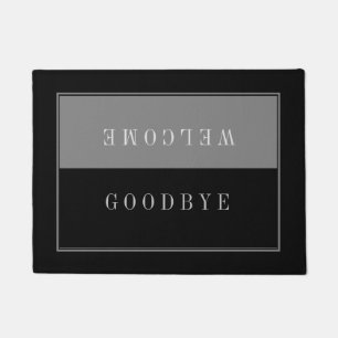 Paillasson Moderne Slick Noir Et gris Bienvenue Adieu