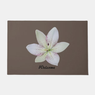 Paillasson ModerneFleur de lys aux rayures dorées, Texte pers