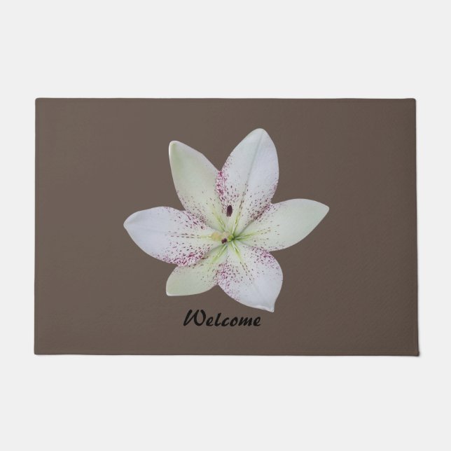 Paillasson ModerneFleur de lys aux rayures dorées, Texte pers (Devant)