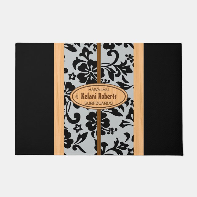 Paillasson Mokuleia Hawaiian Faux Wood Monogram Surboard (Devant)