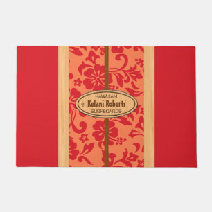 Paillasson Mokuleia Hawaiian Faux Wood Monogram Surboard Red