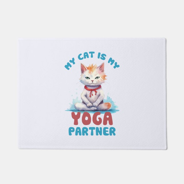 Paillasson Mon Chat Est Mon Partenaire De Yoga - Adorable Méd (Devant)
