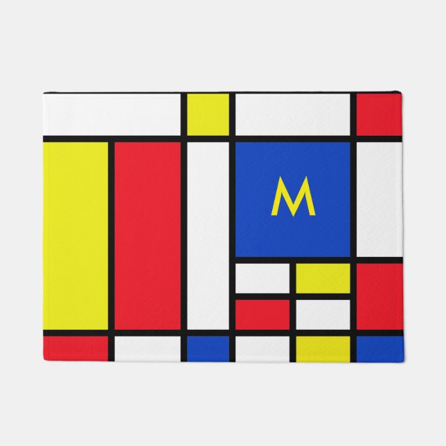 Paillasson Mondrian a inspiré l'art abstrait de dessin (Devant)