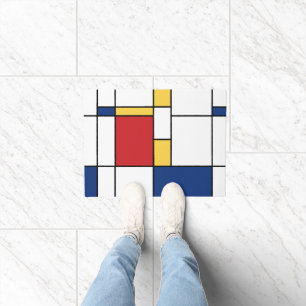 Paillasson Mondrian minimaliste Art Abstrait Couleurs primair
