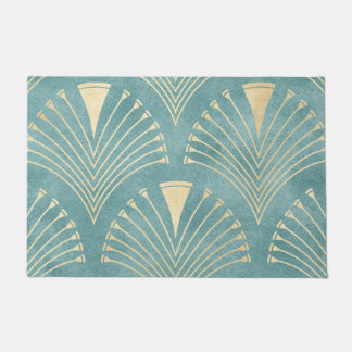 Paillasson Monnaie verte, or, Art Déco motif, vintage, rétro,