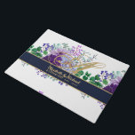 Paillasson Monogram Blue Purple Floral Gold Newlyweds Wedding<br><div class="desc">Elegant commemorative wedding gift for the newlyweds allowing you add their surname,  monogram,  names and wedding date. Design here is a lovely deep navy blue and purple floral bouquet with gold colored calligraphy and typographiy.</div>