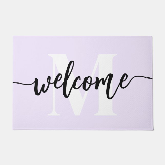 Paillasson Monogram Brush Script Welcome Pastel Purple (Devant)