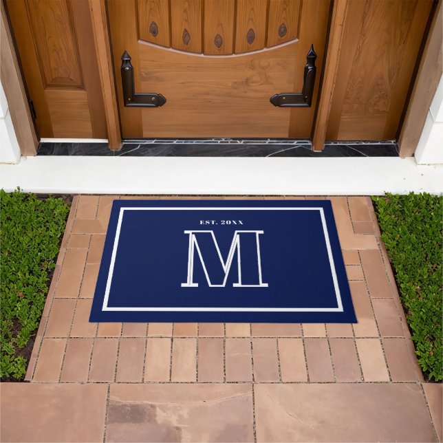 Paillasson Monogram Family Year Navy Blue Champagne (De plein air)
