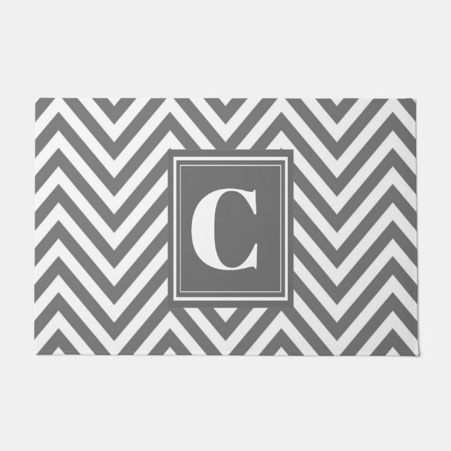 Paillasson Monogram Grey Chevron Doormat (Devant)