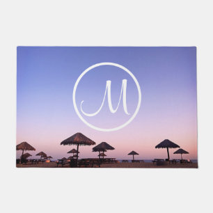 Paillasson Monogram Purple Sunset California Beach Photo Bold
