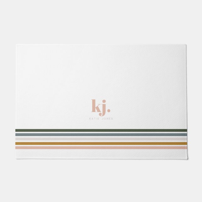 Paillasson Monogramme Bandes Rétro Chic (Devant)