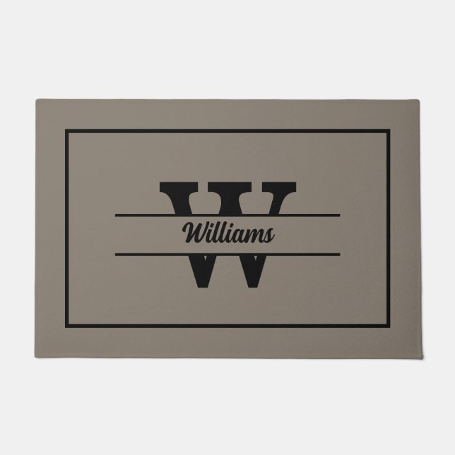 Paillasson Monogramme beige Nom de famille personnalisé (Devant)