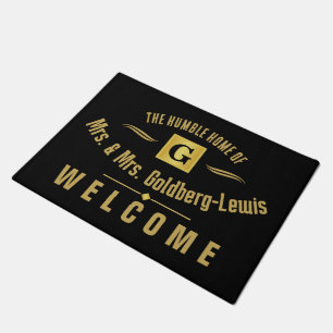 Paillasson Monogramme Bienvenue Noir et Or