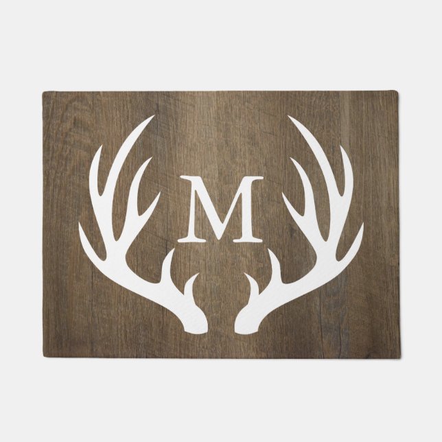 Paillasson Monogramme blanc en bois d'andouillers de cerfs (Devant)