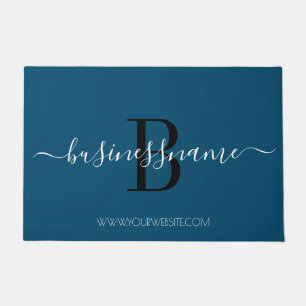 Paillasson Monogramme bleu simple et moderne Logo d'entrepris