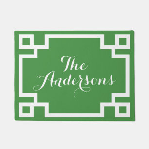 Paillasson Monogramme clé vert et blanc chic mat