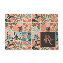 Monogramme coloré Script Retro motif floral