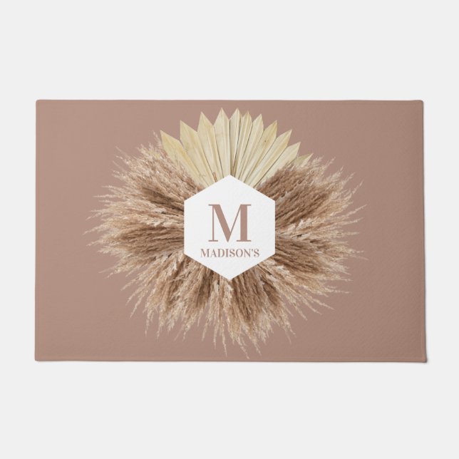 Paillasson Monogramme de couleurs neutres chaudes rustiques  (Devant)