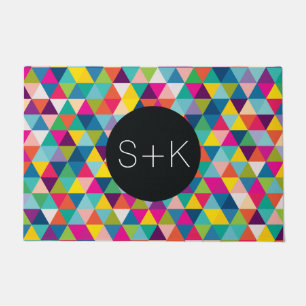 Paillasson Monogramme de coutume de motif de triangle