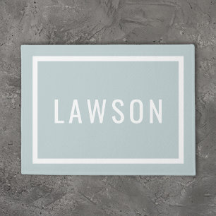 Paillasson Monogramme de famille moderne Bleu Clair