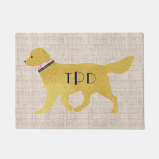 Paillasson Monogramme de la marine Preppy Golden Retriever Ta