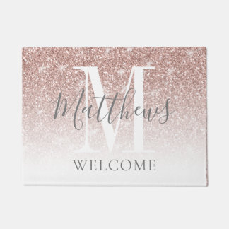 Paillasson Monogramme de la Parties scintillant d'or Rose mod
