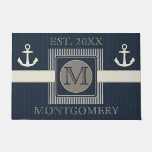 Paillasson Monogramme de l'Ancre du bateau nautique d'effet