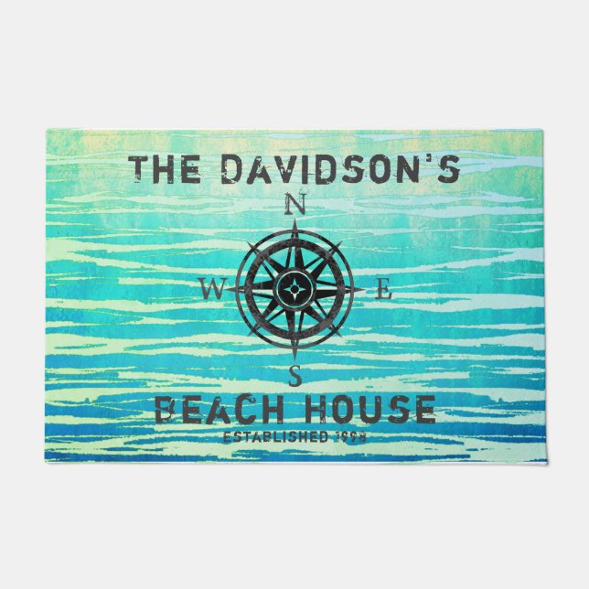 Paillasson Monogramme de mer Ombre bleu turquoise (Devant)