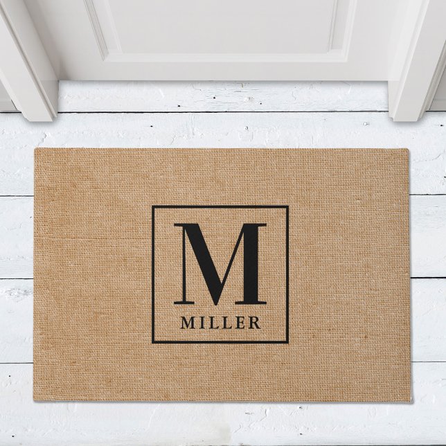 Paillasson Monogramme de nom de famille moderne rustique (Créateur téléchargé)