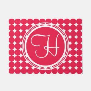 Paillasson Monogramme de point de polka rouge