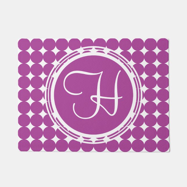 Paillasson Monogramme de point Polka violet (Devant)