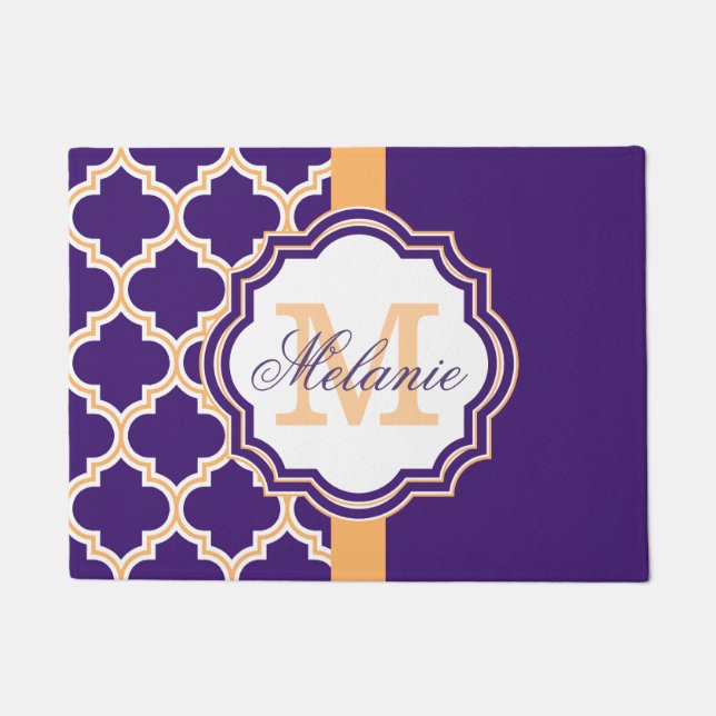 Paillasson Monogramme de Quatrefoil pourpre (Devant)