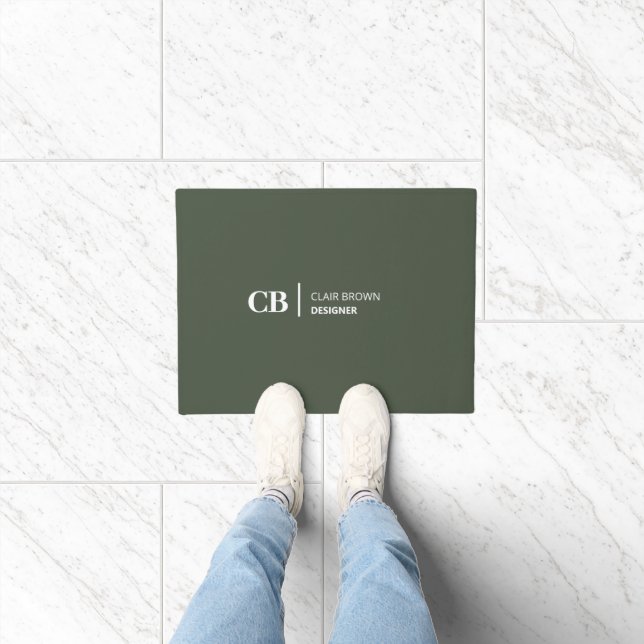 Paillasson Monogramme de style moderne vert forêt  (Intérieur)